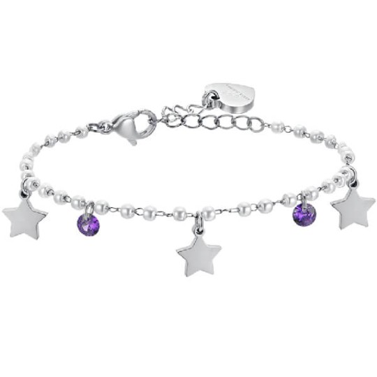 Bracciale Donna in acciaio Perle con Stelle BK2599